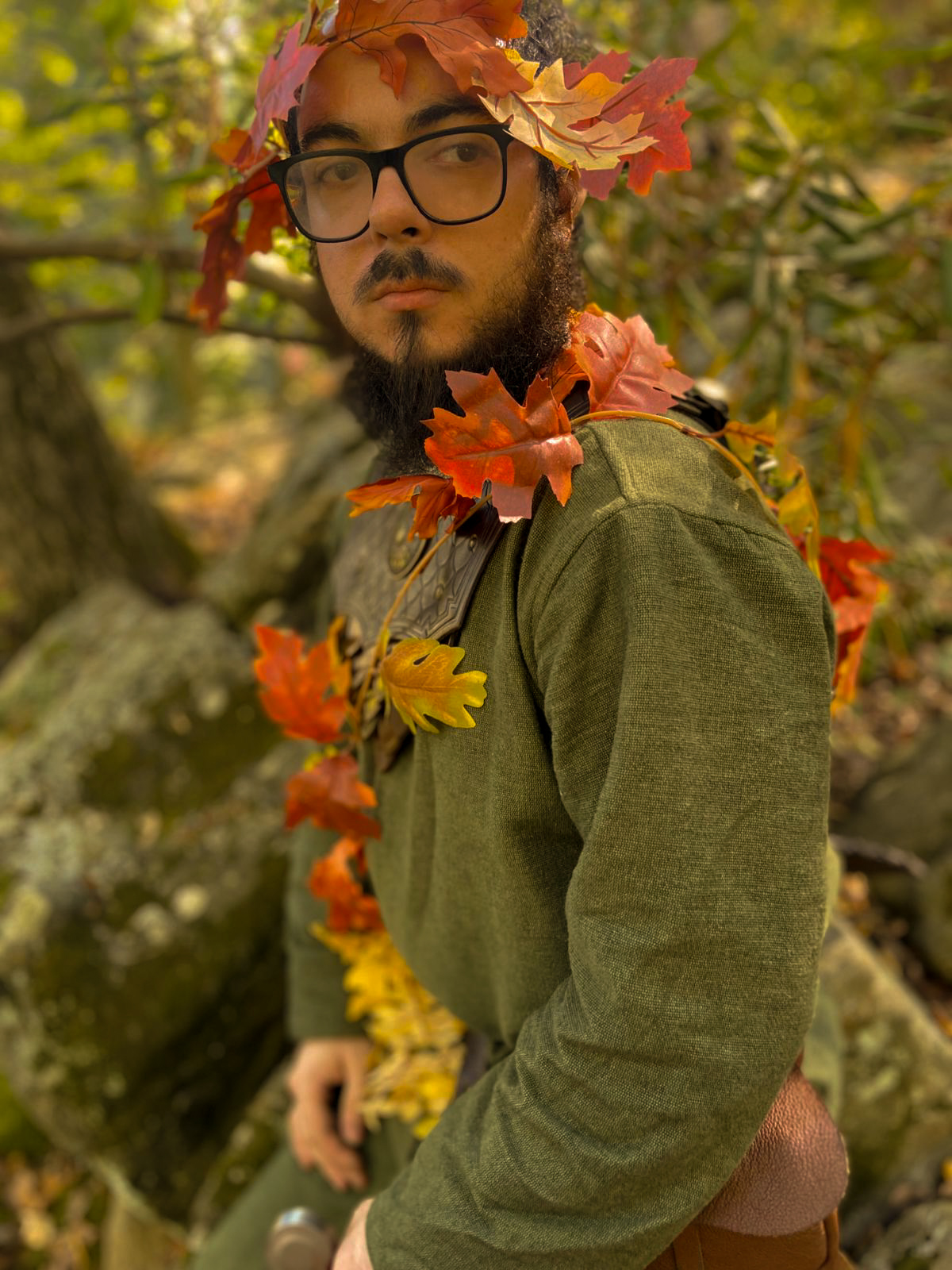 The King of Autumn turns his head slightly away from the camera